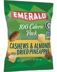 Emerald Nuts Cashews and Almonds with Dried Pineapple 7 Ct 1Pack 100Calorie Individual Packs of Mixed Nut Blend and Dried Fruit