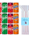 Coca Cola Mini Can Variety Pack 75 oz 12 ct 4 flavors  3 each of Coke Classic Orange Fanta Sprite LemonLime Cherry Coca Cola  Sophley Individually Wrapped Straws 24Pack