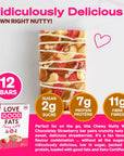 Love Good Fats Chewy Nutty White Chocolatey Strawberry Keto Bars  Low Carb Protein Snacks  12 pack 159oz  45g each bar