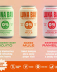 Luna Bay Zero Percent Tea Mocktail  Ready to Drink NonAlcoholic Beverage Vegan and Gluten Free  Variety Pack  Mango Mule Blueberry Mint Mojito Raspberry Rambler 12 Pack 12 fl oz Cans