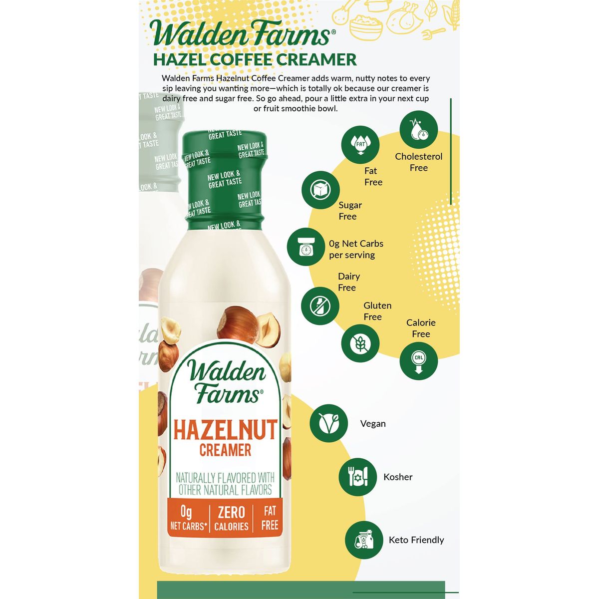 Walden Farms Hazelnut Coffee Creamer 12 oz Bottle Pack of 2 Rich  Smooth  Fresh and Flavorful  Vegan Paleo and Keto Friendly  NonDairy Milk Substitute  0g Net Carbs  For Coffee  Tea  Smoothies  Shakes  Cocktails and More