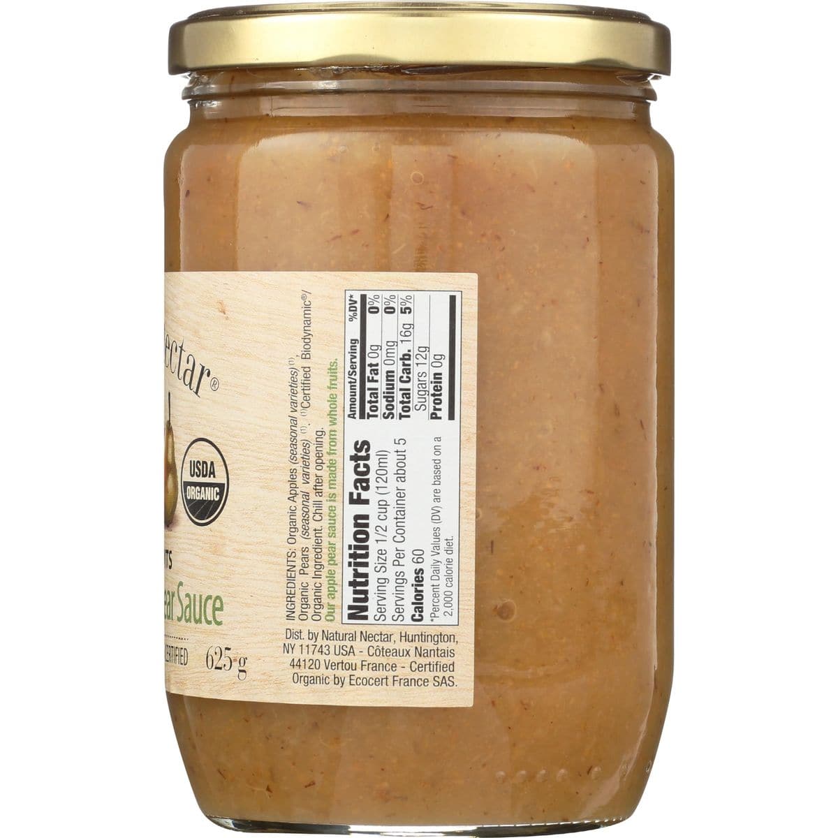 Natural Nectar Apple sauce Pear Biodynamic 22 Oz