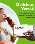 RKane Nutritionals ZPro Chocolate Protein Drink Mix  High Protein Low Calorie Low Fat Shake and Pudding Mix Meal Replacement OntheGo Packets  Breakfast Boost  25g Protein  14 Packets ZPro25