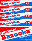 Bazooka Bubble Gum Individually Wrapped Pink Chewing Gum in Original Flavor  10 Piece Wallet Packs Pack of 12  Fun Old Fashioned Candy for Kids