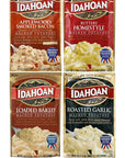 Idahoan Mashed Potatoes Applewood Smoked Bacon Buttery Homestyle Loaded Baked and Roasted Garlic 4 ounce Pack of 4  with Make Your Day Mini Bamboo Spatula