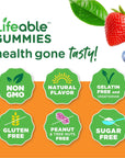 Lifeable Sugar Free Multivitamin - Great Tasting Natural Flavor Gummy - with Vitamin A, C, D, E, Niacin, B6, Folate, B12, Biotin, Pantothenic Acid, Iodine, Zinc, Chromium, and Molybdenum - 90 Gummies