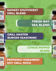 FreshJax Grill Seasoning Gift Set | Pack of 5 Organic Grilling Spices | Grilling Gifts for Men | Peppered Habanero, Fresh Bay, Grill Master, Smokey Southwest & Citrus Pepper | BBQ Grill Spices and Seasoning Sets