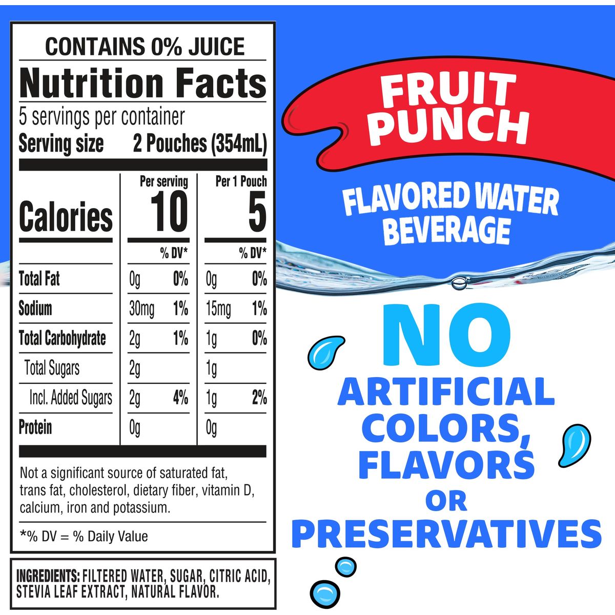 Capri Sun Roarin Waters Fruit Punch Wave Naturally Flavored Water Kids Beverage 40 ct Pack 4 Boxes of 10 Pouches