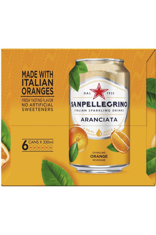 Sanpellegrino, Orange Italian Sparkling Drinks - 11.15 Fl Oz Cans, 6 Pack