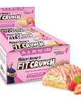 FITCRUNCH Snack Size Protein Bars 6-Layer Baked Bar, 3g 9 Bars, Strawberry Strudel