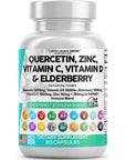 Quercetin 1000mg Zinc 50mg Vitamin C 1000mg Vitamin D 5000 IU Bromelain Elderberry - Lung Immune Defense Support Supplement Adults with Artemisinin, Sea Moss, Echinacea, Garlic Immunity Allergy Relief