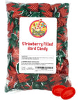 Strawberry Filled Hard Candy  Individually Wrapped Strawberry Bon Bons Candy 2 Pound Bulk Bag