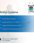 Source Naturals N-Acetyl Cysteine Antioxidant Support 1000 mg Dietary Supplement That Supports Respiratory Health* - 120 Tablets