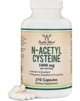 NAC Supplement N-Acetyl Cysteine (1,000mg Per Serving 500mg Per Cap, 210 Capsules) (Third Party Tested, Manufactured in The US) with Odor Masking Technology to Boost Glutathione Levels by Double Wood