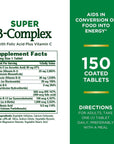 Nature's Bounty Super B Complex with Vitamin C & Folic Acid, Immune & Energy Support, 150 tablets