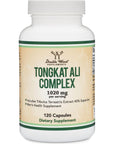 Tongkat Ali Extract 200 to 1 for Men (Longjack) Eurycoma Longifolia, 1020mg per Serving, 120 Capsules - Men's Health Support with 20mg Tribulus Terrestris (Third Party Tested) by Double Wood