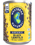 Westbrae Natural Organic Black Lentils No Salt Added 15 Ounce Pack of 12