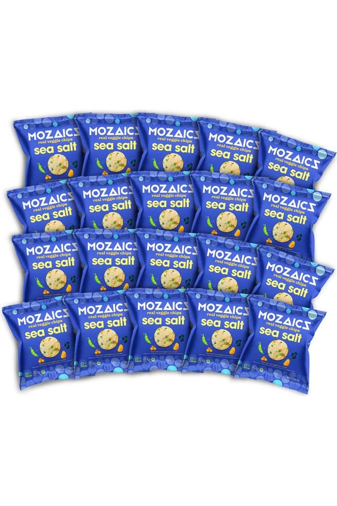 Mozaics Sea Salt Veggie Chips (20 Individual Snack Bags) | Healthy Snacks for Kids &amp; Adults | Popped, Not Fried | Under 100 Calorie Snack Packs | Made with Peas &amp; Beans | Gluten Free | 0.75oz Bags