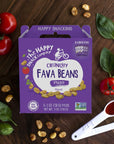 The Happy Snack Company Roasted, Crunchy Fava Beans (Broad Beans) Pizza Flavor Wholefood Snacks, 7g Protein, Non GMO, Gluten Free, Nut Free, Dairy Free, Vegan, Tasty Snacks, 1oz Portion, Pack of 25.