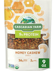 Cascadian Farm Organic Honey Cashew Granola Protein Granola NonGMO 9 oz Resealable Pouch