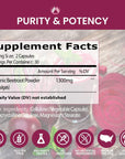 Beet Root Capsules Organic Beet Root Powder 1300mg | Natural Nitric Oxide Booster, Nitrate Supplement, Heart Health, Energy, Athletic Performance