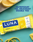 LUNA Bar - LemonZest Flavor - Gluten-Free - Non-GMO - 7-9g Protein - Made with Organic Oats - Low Glycemic - Whole Nutrition Snack Bars - 1.69 oz. (12 Pack)