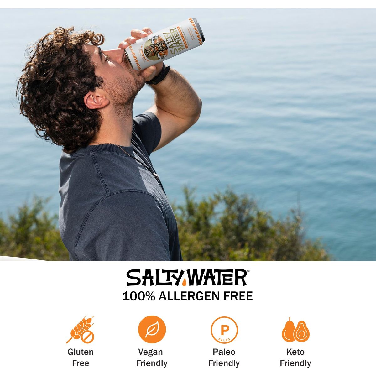 SaltyWater Electrolyte Drink Orange  Zero Sugar Premium Sports Drink Minerals Taurine BVitamins Zinc NonCarbonated Zero Caffeine Hydration Drink  12 Pack 12 oz