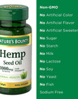 Nature's Bounty Hemp Seed Oil, Herbal Supplement, 1000mg Cold Pressed Oil, 30 Softgels