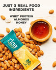 Rise Whey Protein Bars - Almond Honey | Healthy Breakfast Bar & Protein Snacks, 20g Protein, 4g Fiber, Just 3 Whole Food Ingredients, Non-GMO Healthy Snacks, Gluten-Free, Soy Free Bar, 12 Pack