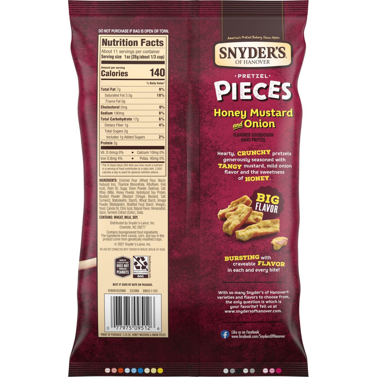 Snyders of Hanover Pretzel Pieces Honey Mustard and Onion 1125 Oz