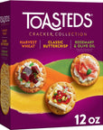 Toasteds Crackers Party Snacks Artisan Collection Variety Pack 12oz Box 1 Box