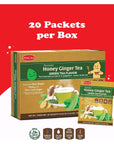 Pocas Honey Ginger Tea  Instant Tea Powder Packets with Green Tea Extract  Ginger Honey Crystals Tea NonGMOGluten FreeCaffeine Free Tea 20 Count