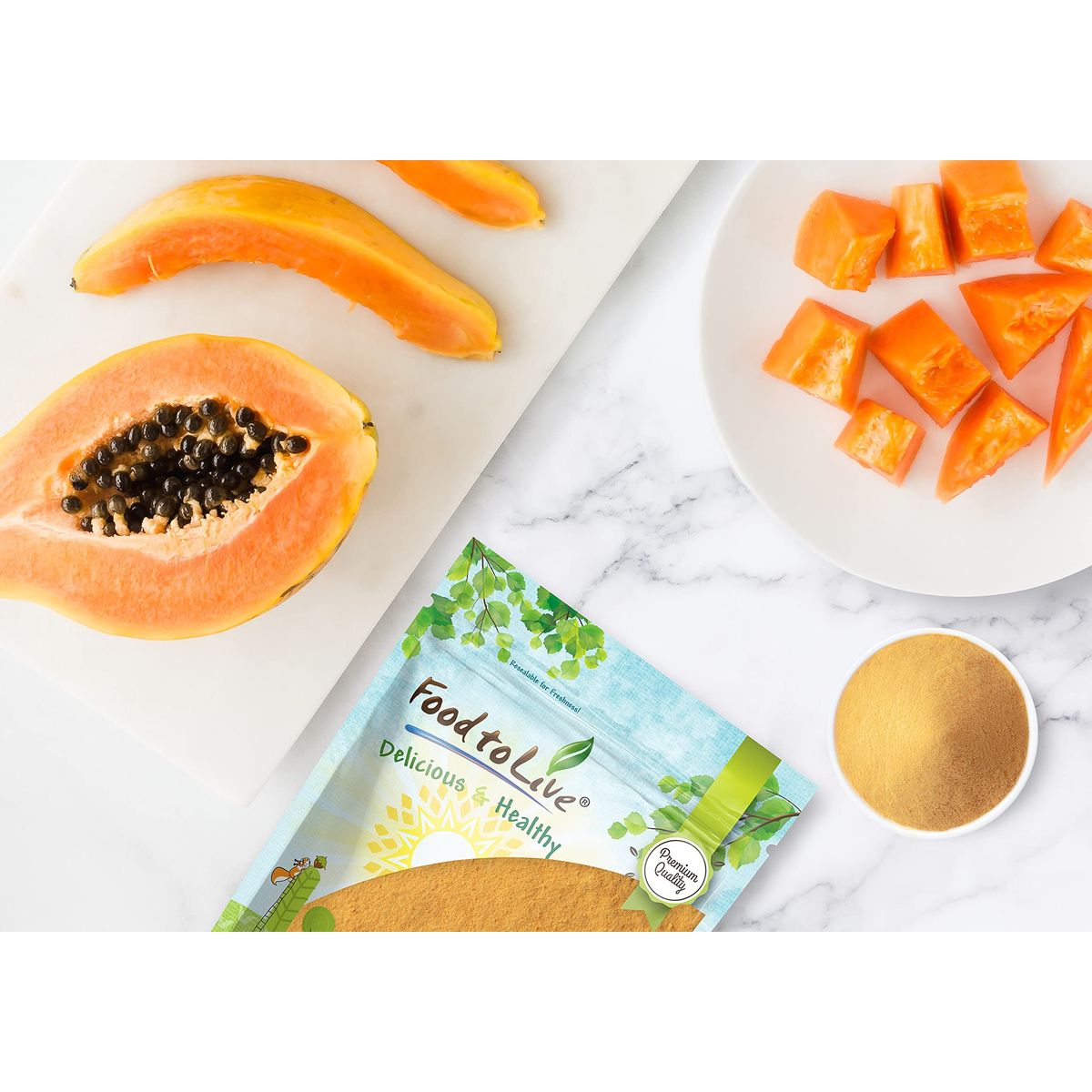 Food to Live Papaya Powder 15 Pounds  From Raw Dried Fruit Unsulfured Vegan Bulk Great for Baking Juices Smoothies Yogurts and Instant Breakfast Drinks No Sulphites Contains Maltodextrin