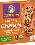 Annie's Organic Chewy Granola Bars, Peanut Butter Chocolate Chip, 6 Bars, 5.34 oz.