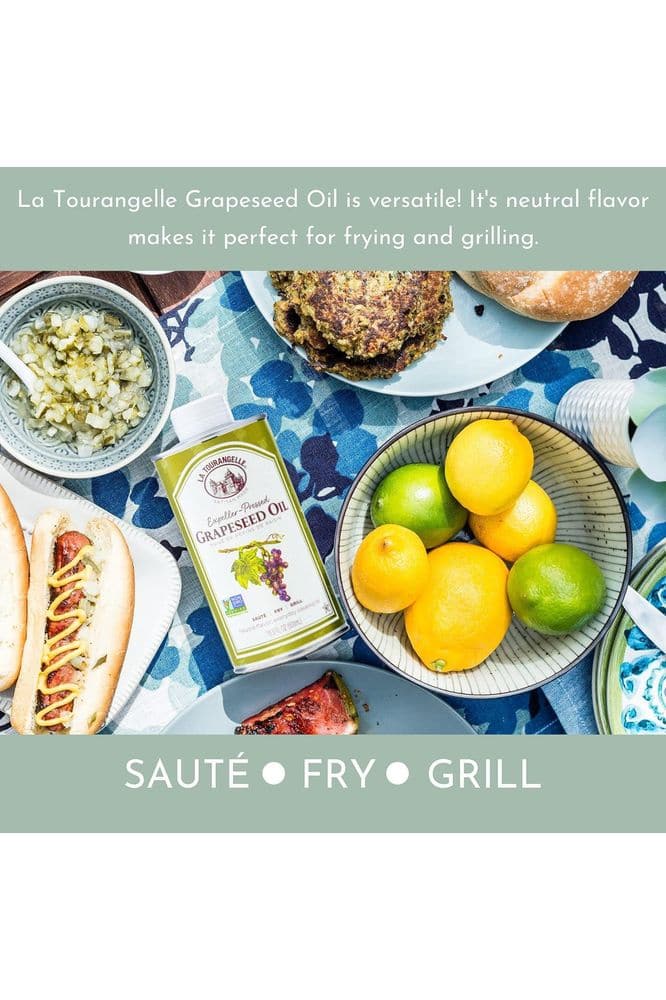 La Tourangelle, Expeller-Pressed Grapeseed Oil, High Heat Neutral Cooking Oil, Cast Iron Seasoning, Also Great for Skin, Hair, and DIY Beauty Recipes, 25.4 fl oz