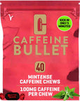 Caffeine Bullet 40 Mint Caffeine Gummies for Adults = 4000mg Caffeine Kick, Faster Than Running gels & Energy Chews, mid Race, Cycling, Gaming and Endurance Sports chewable Energy Boost