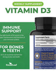 ForestLeaf - Vitamin D3 IU Weekly Supplement - Vitamin D Capsules for Bones, Teeth, and Immune Support - Easy Swallow Pure Vitamin D3 Caps (50,000 IU - 120 Count)