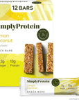 Simply Protein Lemon Coconut Protein Bars, Vegan Protein Bars Low Sugar High Protein, Gluten Free, 12 Pack