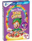 Lucky Charms Berry Swirl Breakfast Cereal with Marshmallows Kids Breakfast Cereal Made with Whole Grain 109 oz