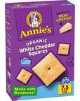 Annie's Organic White Cheddar Squares Baked Snack Crackers, Baked with Real Cheese, 7.5 oz.