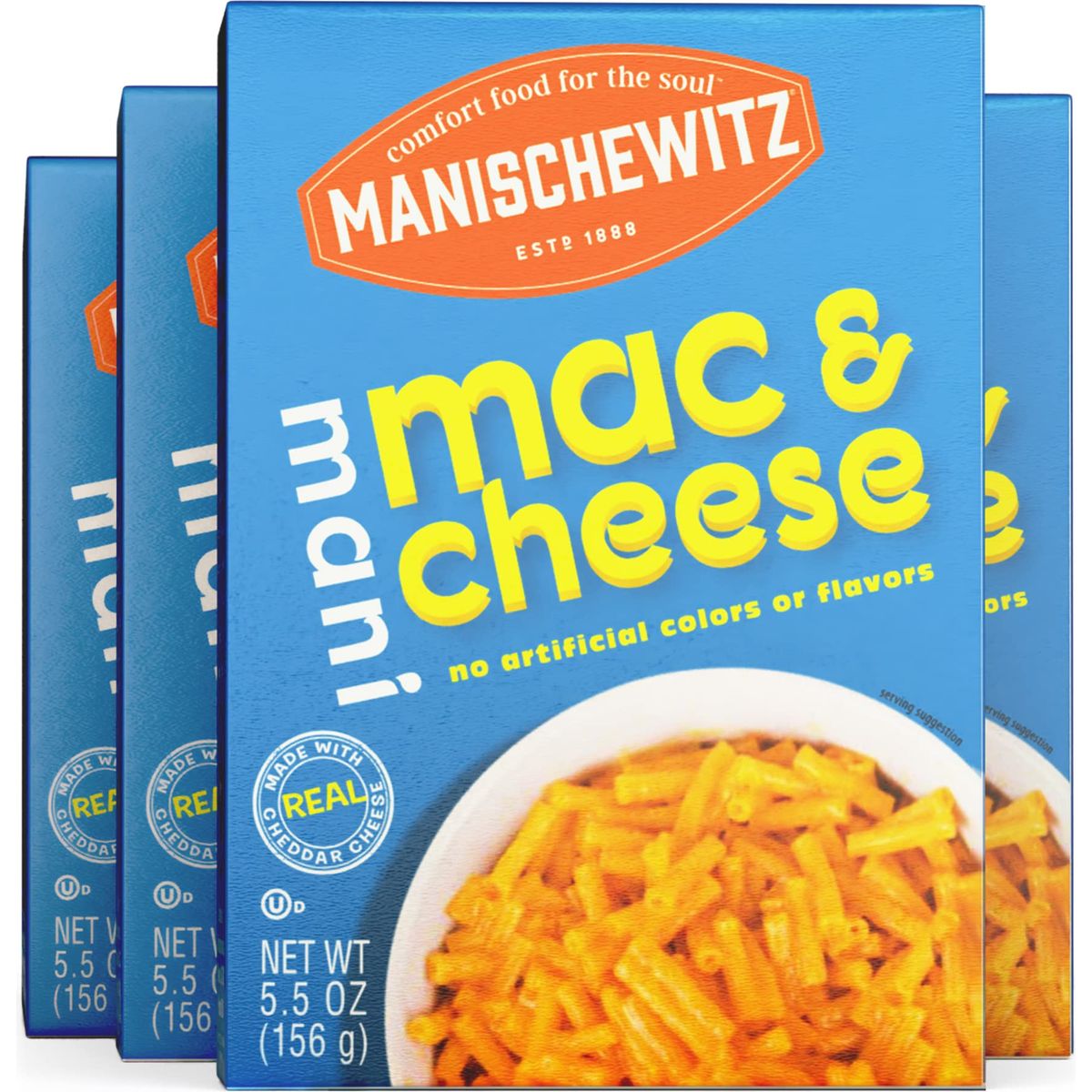 Manischewitz Kosher Mac  Cheese 55oz 4 Pack Made with Real Cheddar Cheese No Artificial Colors of Flavors Certified Kosher