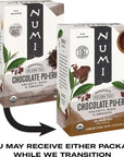 Numi Organic Chocolate Puerh Tea 16 Tea Bags Aged Yunnan Puerh Black Tea with Cocoa  Orange Peel Packaging May Vary