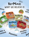 Organic Breath Mints by VerMints PepperMint Flavor All Natural NonGMO Nut Free Gluten Free Vegan KSA Kosher Pack of 6 141oz Tins