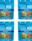 Flackers Organic Sea Salt Flaxseed Crackers Gluten Free Non GMO Vegan Keto Snack 9g Fiber 1g Net Carb 5 Ounce 4Pack