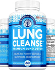 Lung Support Supplement - Natural Capsules for Lung Cleanse and Detox - Made in USA - Respiratory System; Mucus Clear - Vegan Supplement for Lung Detox; Respiratory Support - 60 Capsules