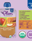 Plum Organics Stage 2 Organic Baby Food - Mango, Sweet Potato, Apple, and Millet - 3.5 oz Pouch (Pack of 12) - Organic Fruit and Vegetable Baby Food Pouch