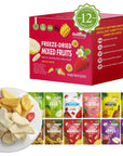 ONETANG Freeze-Dried Mixed Fruit, 12 Pack Single-Serve Pack, Non GMO, Kosher, No Add Sugar, Gluten free, Vegan, Holiday Gifts, Healthy Snack 0.35 Ounce