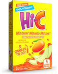 HiC Singles to Go Mashin Mango Melon Zero Sugar Powdered Drink Mix Excellent Source of Vitamin C 8 Packets per Box 8 Count Pack of 12