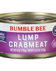 Bumble Bee Lump Crab Meat Wild Caught 6 oz Can Small Chunks Drain Before Use 16g Protein