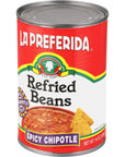 La Preferida Refried Beans Spicy Chipotle 16 oz Pack  6